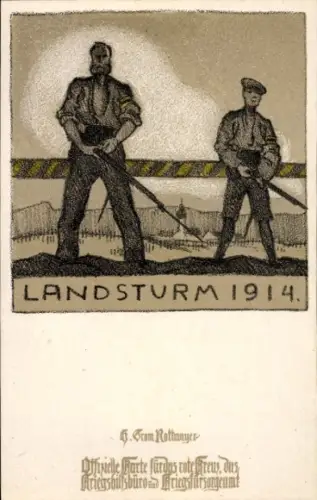 Künstler Ak Kuk Landsturm 1914, Österr. Rotes Kreuz, Kriegsfürsorge
