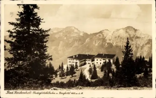 Ak Bad Reichenhall in Oberbayern, Berghotel auf Bergrücken, Tannenbestand, Weg zur Anlage, markan