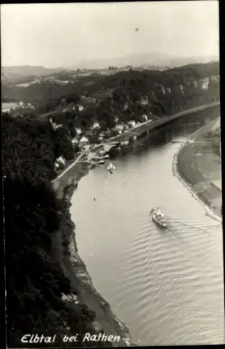 Foto Ak Rathen an der Elbe Sächsische Schweiz, Elbtal