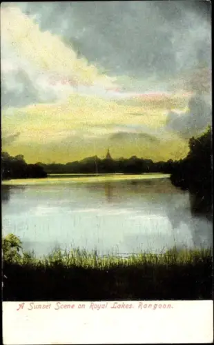 Ak Rangun Rangoon Myanmar, A Sunset Scene on Royal Lakes