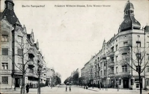 Ak Berlin Tempelhof, Friedrich Wilhelm-Straße, Ecke Werder-Straße