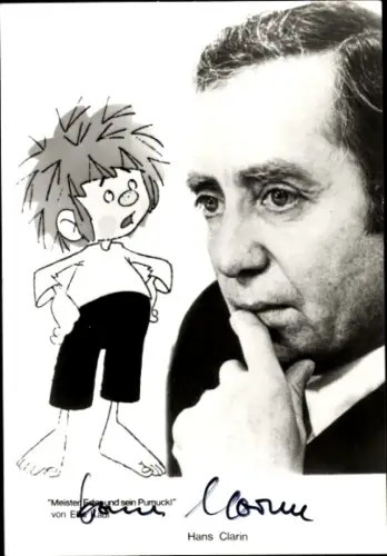 Ak Schauspieler Hans Clarin, Portrait, Autogramm, Serie Meister Eder und sein Pumuckl