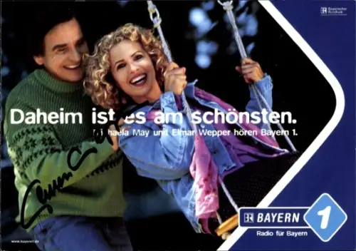 Ak Moderatoren Elmar Wepper und Michaela May, Portrait, Autogramm