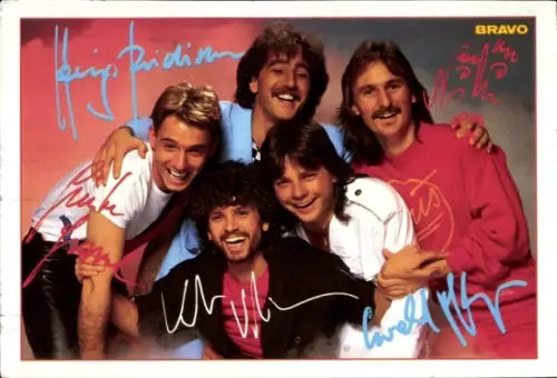 Autogrammkarte Musikgruppe Opus, Gruppenportrait, Autogramme