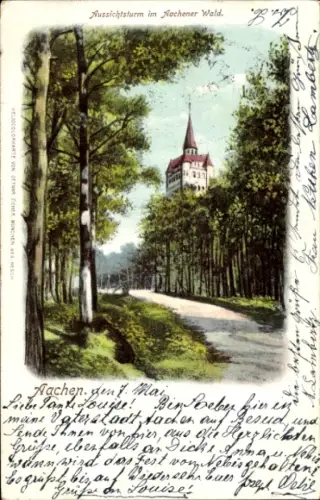 Ak Aachen, Aussichtsturm, Wald, Natur, Turm, Straße