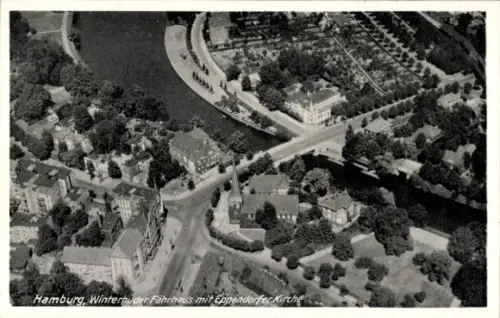 Ak Hamburg Nord Winterhude, Fliegeraufnahme, Fährhaus, Eppendorfer Kirche