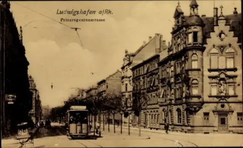 Ak Ludwigshafen am Rhein, Prinzregentenstraße, Straßenbahn