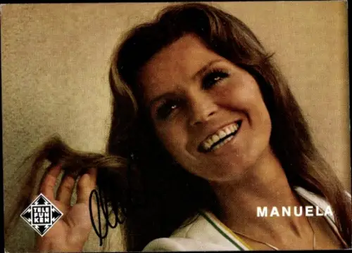 Autogrammkarte Sängerin Manuela, Portrait, Autogramm