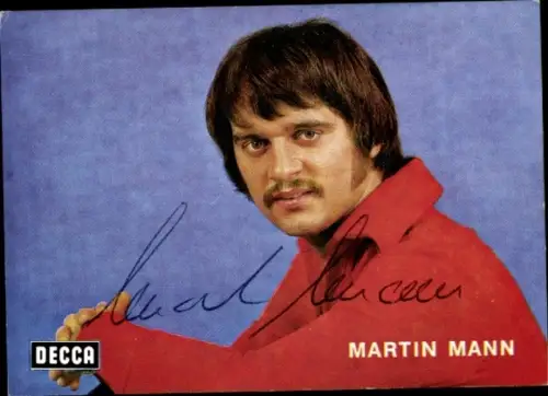 Autogrammkarte Sänger Martin Mann, Portrait, Autogramm