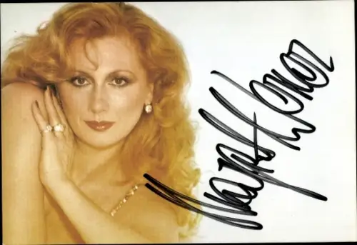 Autogrammkarte Balletttänzerin und Chansonsängerin Margot Werner, Portrait, Autogramm