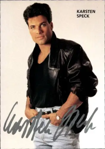 Autogrammkarte Schauspieler, Sänger und Entertainer Karsten Speck, Portrait, Autogramm