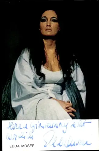 Autogrammkarte Opernsängerin Edda Moser, Portrait, Autogramm