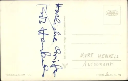 Autogramm Sänger Kurt Henkels