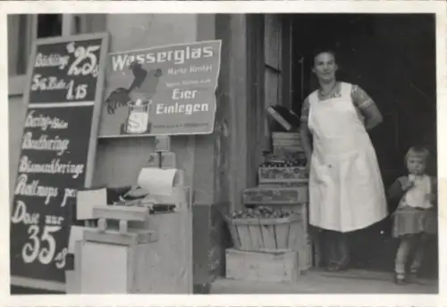 Foto Handel, Verkäuferin, Wasserglas, Jahrmarkt