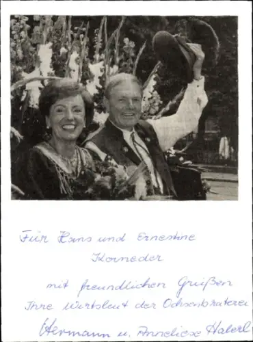 Foto Moderatoren Hermann und Anneliese Halerl, Portrait, Autogramm