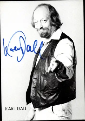 Ak Komiker Karl Dall, Portrait, Autogramm