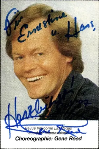 Autogrammkarte Choreograph Gene Reef, Portrait, Autogramm