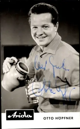Autogrammkarte Moderator Otto Höpfner, Portrait, Autogramm