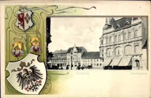 Präge Passepartout Wappen Ak Stendal in der Altmark, Sperlingsberg