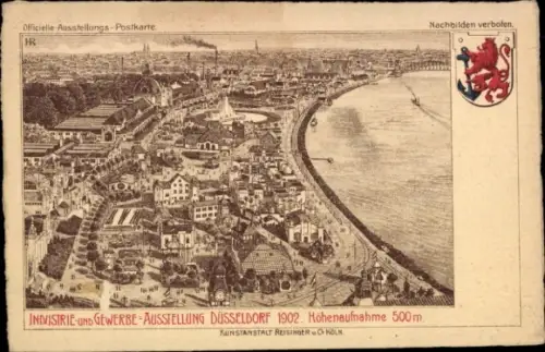 Litho Düsseldorf, Industrie- und Gewerbeausstellung 1902, Fliegeraufnahme