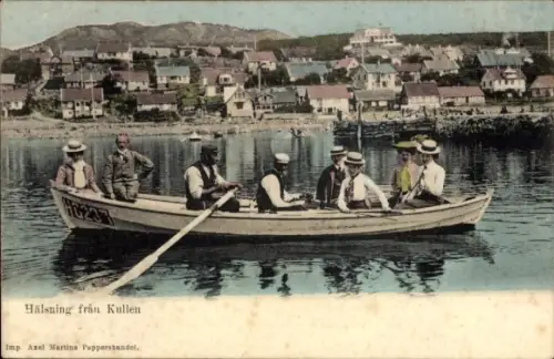 Ak Kullen Schweden, Menschen im Ruderboot