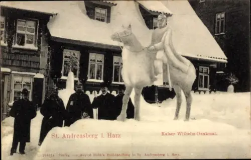 Ak Sankt Andreasberg Braunlage im Oberharz, Kaiser-Wilhelm-Denkmal aus Schnee