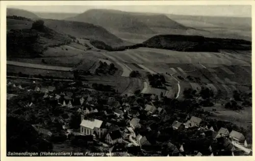 Ak Salmendingen Burladingen der Schwäbischen Alb, Fliegeraufnahme