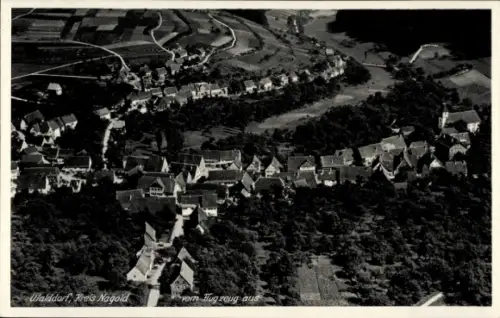 Ak Walddorf Altensteig im Schwarzwald Württemberg, Fliegeraufnahme