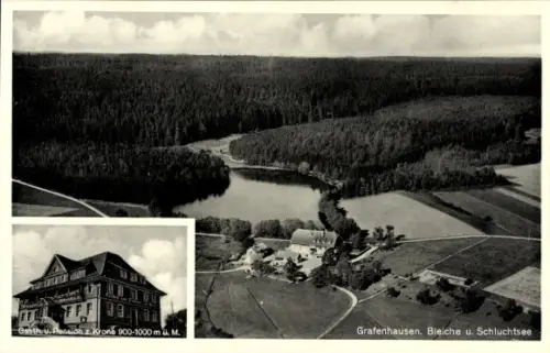 Ak Grafenhausen im Schwarzwald, Luftaufnahme, Schluchtsee, Gasthaus zur Krone, Schwarzwald
