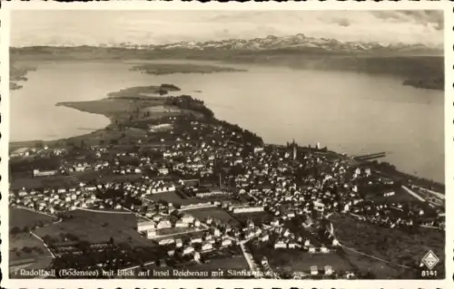 Ak Radolfzell am Bodensee, Luftaufnahme, Insel Reichenau