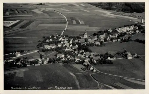 Ak Buchheim in Baden, Luftaufnahme von Buchheim, Felder, Häuser, Kirche, Landschaft