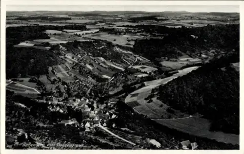 Ak Belsenberg Künzelsau am Kocher Hohenlohekreis, Fliegeraufnahme