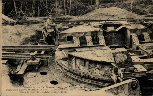 Ak Rocourt Saint Martin Aisne, Bataille de la Marne 1918, Emplacement de la Bertha, Bois du Chatelet