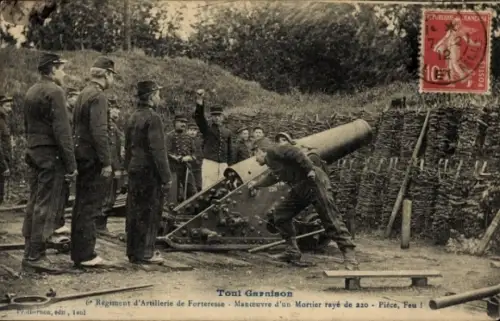 Ak Toul Meurthe et Moselle, Garnison, 6. Regiment der Festungsartillerie, 220er Mörser, Manöver