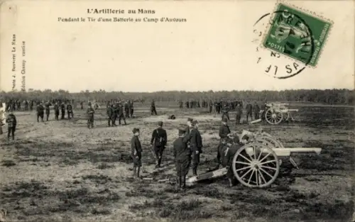 Ak Le Mans Sarthe, Camp d'Auvours, Artillerie, Batterie auf dem Schießplatz