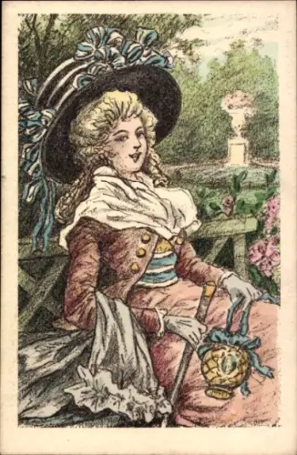 Künstler Ak Elegante Frau mit Hut, Portrait