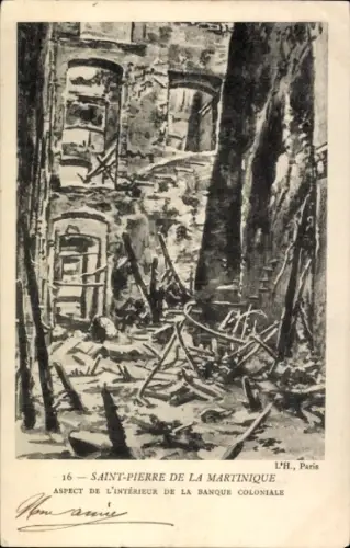 CPA Saint-Pierre, Martinique, L'intérieur d'une banque coloniale
