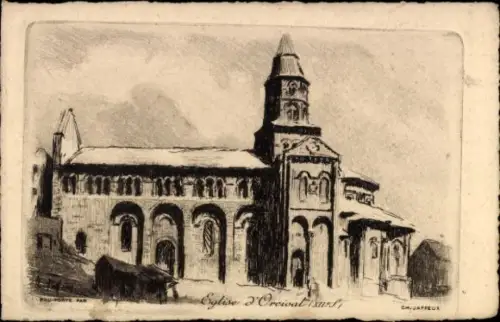 Künstler Ak Orcival Puy de Dôme, Kirche