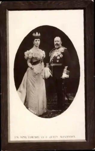 Präge Passepartout Ak King Edward VII, Alexandra von Dänemark, Queen Alexandra
