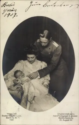 Passepartout Ak Kronprinz Wilhelm von Preußen, Kronprinzessin Cecilie, Prinz Wilhelm, 1906