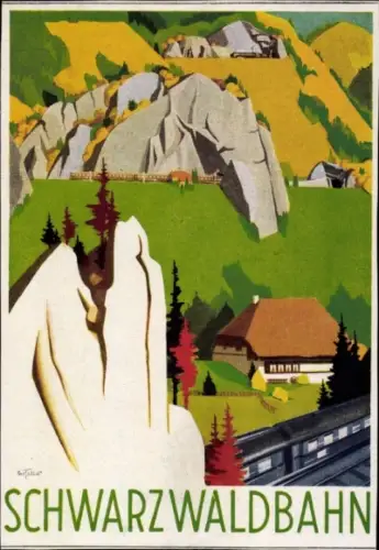 Künstler Ak Schwarzwaldbahn, Felsen