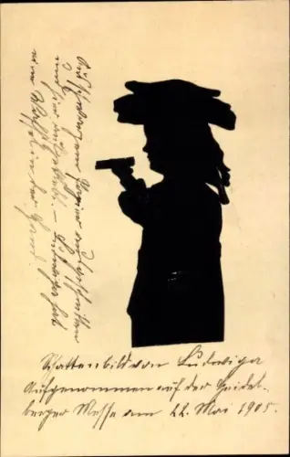 Scherenschnitt Ak Frau, Portrait