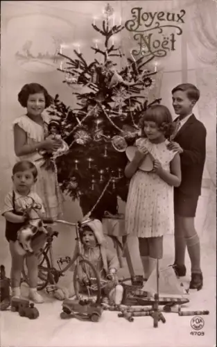 Ak Frohe Weihnachten, Tannenbaum, Kinder