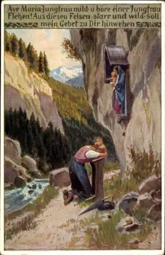 Lied Ak Hey, Paul, Ave Maria, Volksliederkarte 85, betende Frau