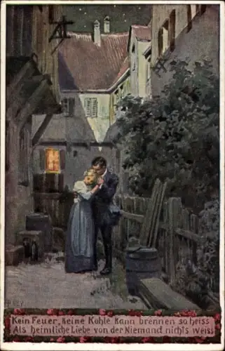 Künstler Ak Hey, Paul, Kein Feuer, Keine Kohle kann brennen so heiß, Volksliederkarte Nr. 42