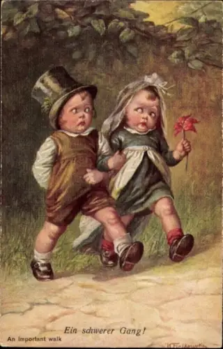 Künstler Ak Fialkowska, Wally, Ein schwerer Gang