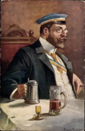 Studentika Künstler Ak Mühlberg, Georg, Der alte Herr