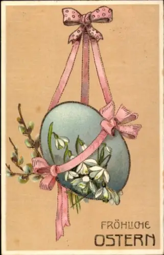 Ak Glückwunsch Ostern, Osterei, Weidenkätzchen