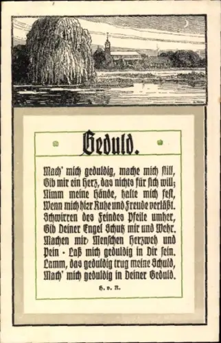 Künstler Ak Geduld, Gedicht
