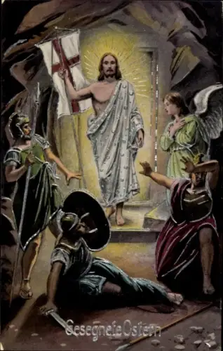Ak Frohe Ostern, Engel, Jesus